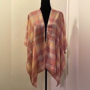 LC LAUREN CONRAD Plaid Ruffle Sleeve Kimono